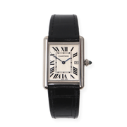 Pre-Owned Louis Cartier Large Tank on New Black Strap Quartz W1540956 2678 Year 2005