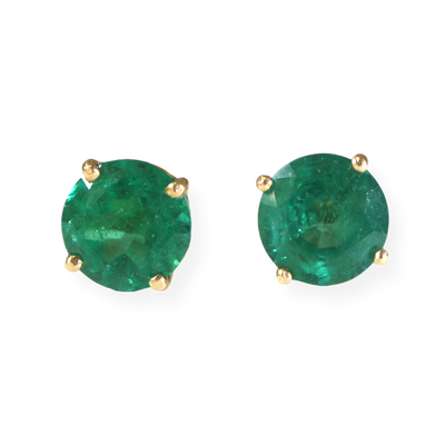 4.42CTW Natural Emerald Stud Earrings 18KY