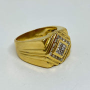 Mark Areias Jewelers Jewellery & Watches Estate Men's Wide Channel Set Diamond Square Ring Band 1.28ctw 18K Yellow Gold