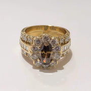 Mark Areias Jewelers Jewellery & Watches Ladies Fancy Deep Brown Oval Diamond Halo Wide Ring 1.18CT 18K Yellow Gold
