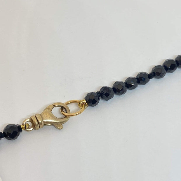 Mark Areias Jewelers Jewellery & Watches Natural Black Spinel Faceted Bead Necklace 36" Vermeil Clasp