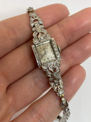 Mark Areias Jewelers Jewellery & Watches Pre-Owned Hamilton Vintage Estate Diamond Lady's Watch 14K White Gold 1CTW