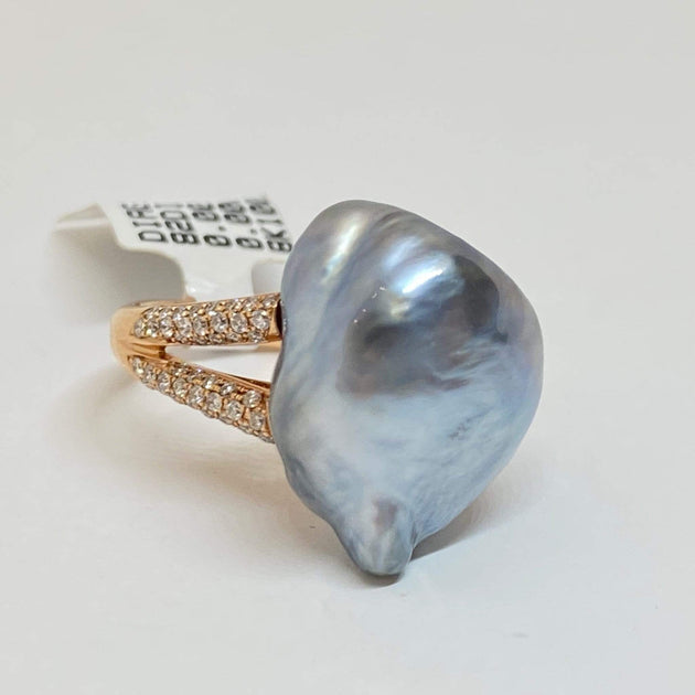 Tahitian baroque pearl ring [OP741K10]        