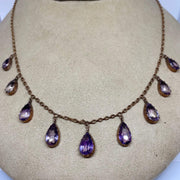 Mark Areias Jewelers Jewellery & Watches Vintage Natural Amethyst Pear Shape Necklace 9K Rose Gold 19"