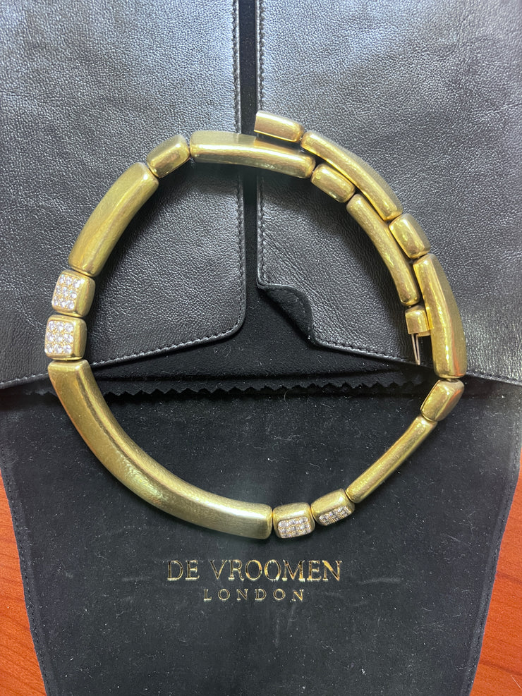 De Vroomen One Off Piece Diamond Hammered Necklace 3.60CTW 18KY