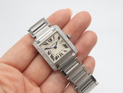 Cartier Tank Francaise Mid Size on Bracelet Stainless Steel Qtz - .98CTW Custom Diamonds