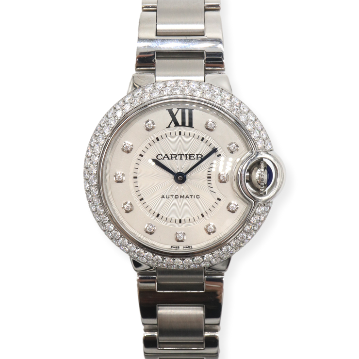 Pre Owned Cartier Ballon Bleu Steel Dia Dial AM Dia Bezel 33mm 3489 Mark Areias J