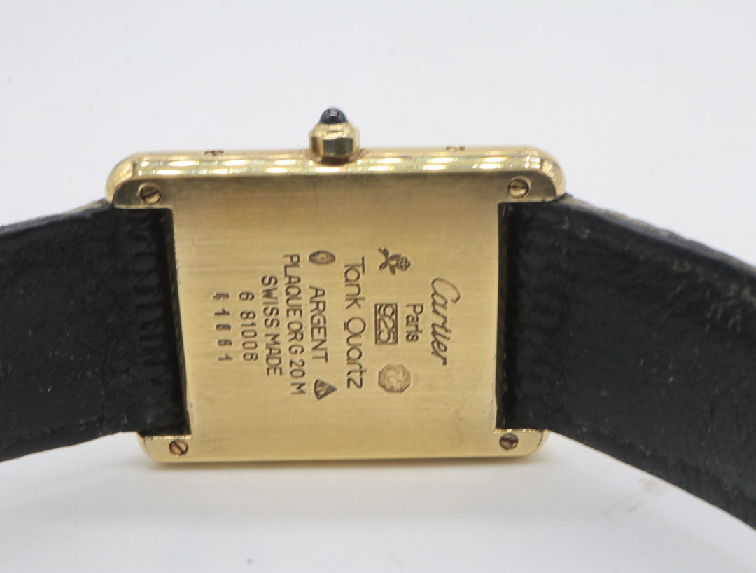 Cartier Large Must Tank Vermeil Plated Silver Quartz on Strap W1002753 Mark Areias J