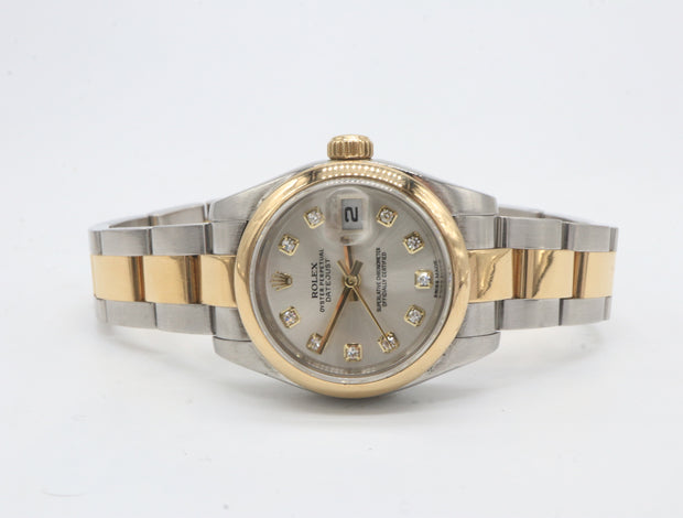 Pre Owned Rolex Lady Datejust Diamond Two Tone 26mm 179163 Complete