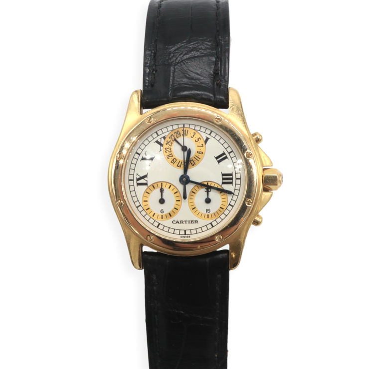 Pre-Owned 18KY Cartier Santos Ronde Chronoreflex Watch on Strap with ADB