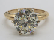 Estate 3.33CT Old European Cut Diamond L-VS 14KY 6-Prong Solitaire Ring Sz 6.5