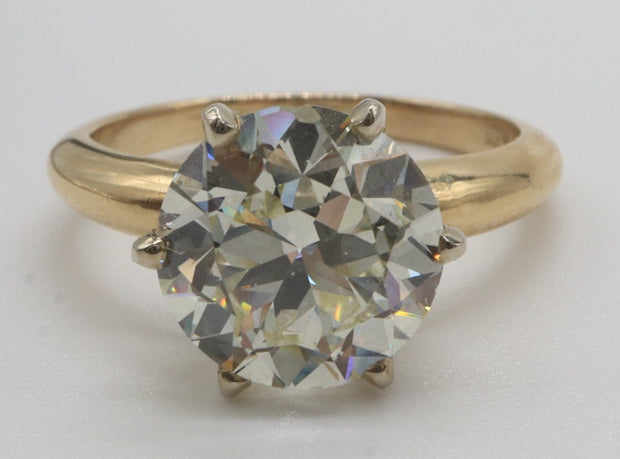 Estate 3.33CT Old European Cut Diamond L-VS 14KY 6-Prong Solitaire Ring Sz 6.5