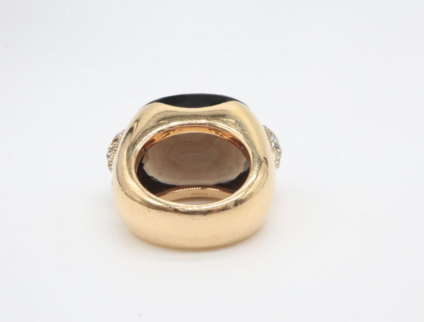 Estate Pomellato Pin Up Smoky Quartz & Diamond Ring 18 Karat Rose Gold