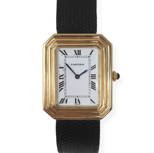 Rare Jumbo Cartier Cristallor "Stepped Tank" 18K Yellow Gold