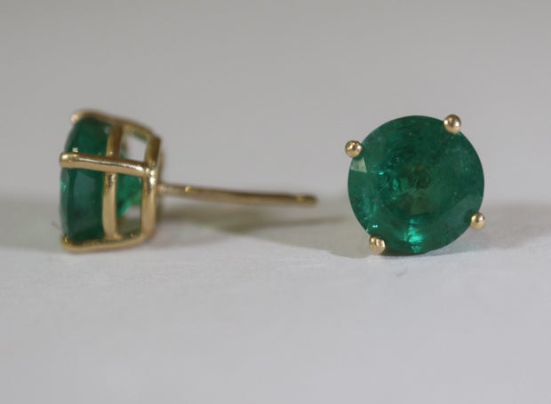 4.42CTW Natural Emerald Stud Earrings 18KY