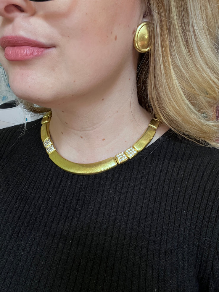 De Vroomen One Off Piece Diamond Hammered Necklace 3.60CTW 18KY