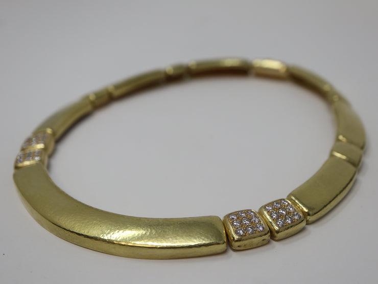 De Vroomen One Off Piece Diamond Hammered Necklace 3.60CTW 18KY