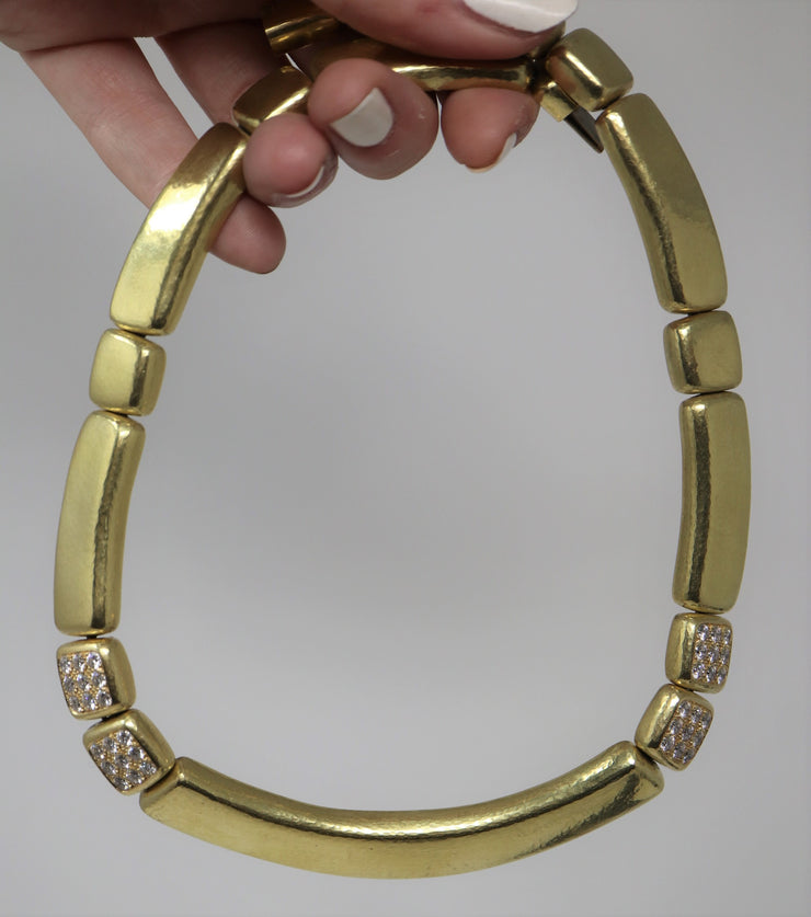 De Vroomen One Off Piece Diamond Hammered Necklace 3.60CTW 18KY