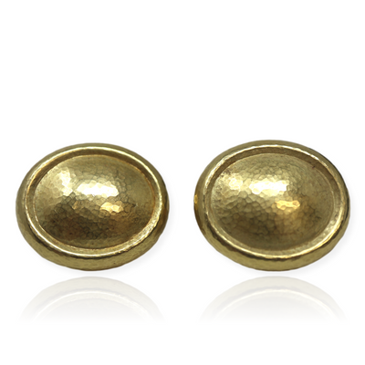 De Vroomen Clip On Oval Hammered Earrings 18KY