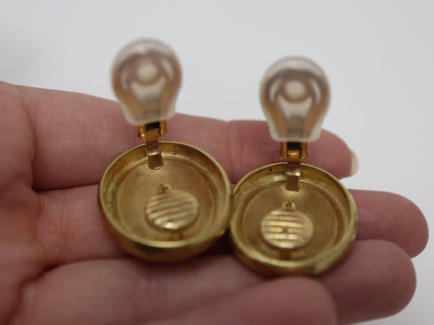 De Vroomen Clip On Oval Hammered Earrings 18KY