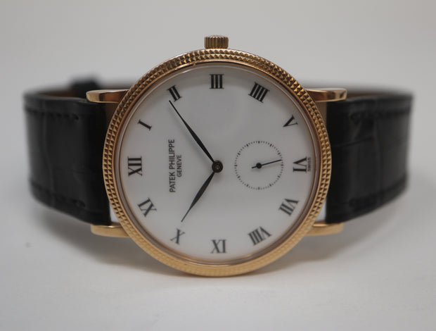 Pre-Owned Patek Philippe Calatrava Rose Gold Hobnail 33mm Manual Wind on Strap 3919R