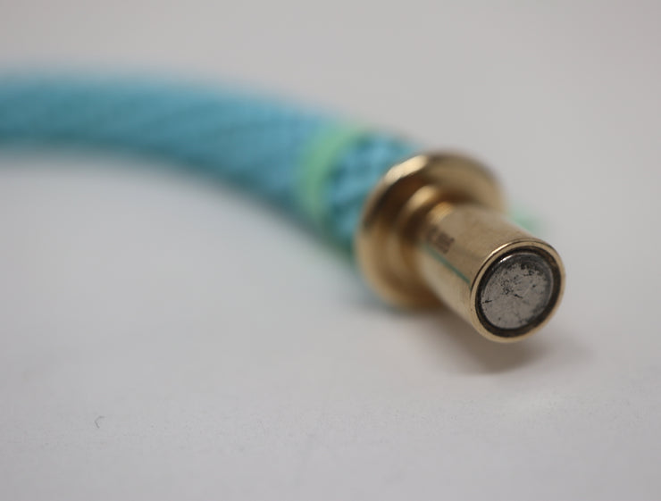 14K 16" Turquoise Beaded Twisted Woven Necklace 14KY Magnetic Clasp