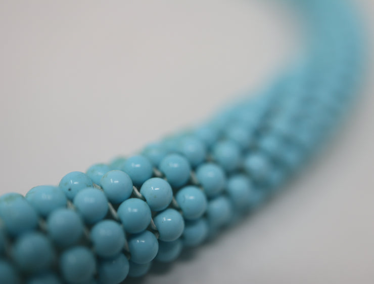 14K 16" Turquoise Beaded Twisted Woven Necklace 14KY Magnetic Clasp
