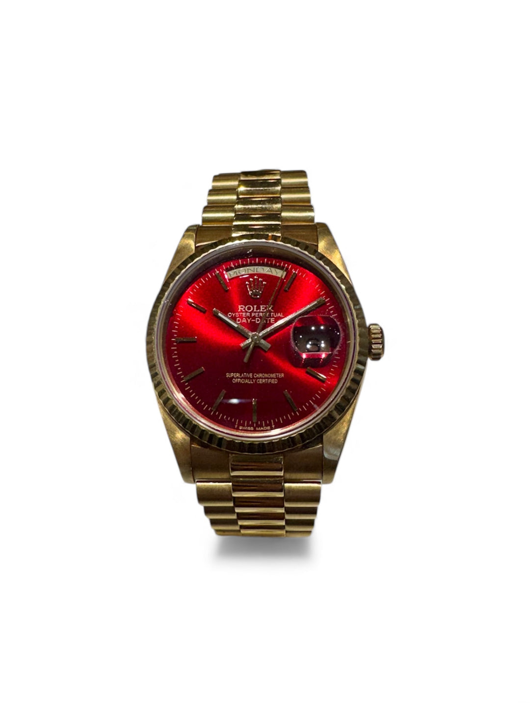 Pre Owned Rolex Day Date, 36mm 18K, Red dial Original President