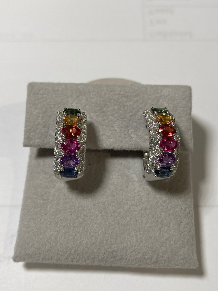 2.49ctw oval Rainbow Sapphires with diamond accents, 0.51cts., 14KW