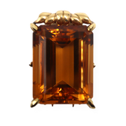 18KY 44.64 CT Citrine Large Brooch in Handmade Mounting