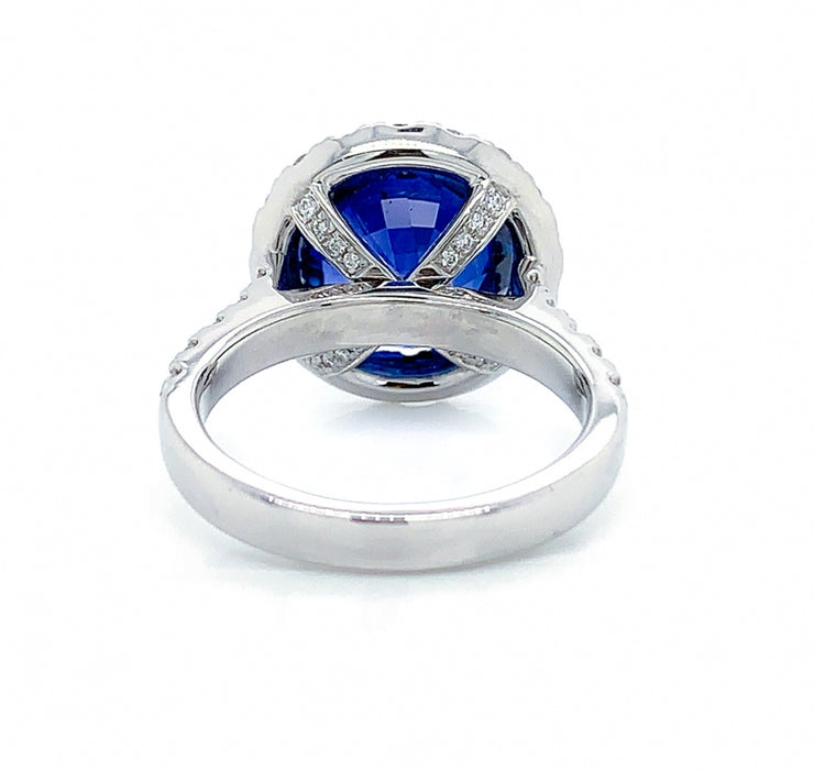 6.69 Carat Blue Sapphire and Diamond Ring in Platinum