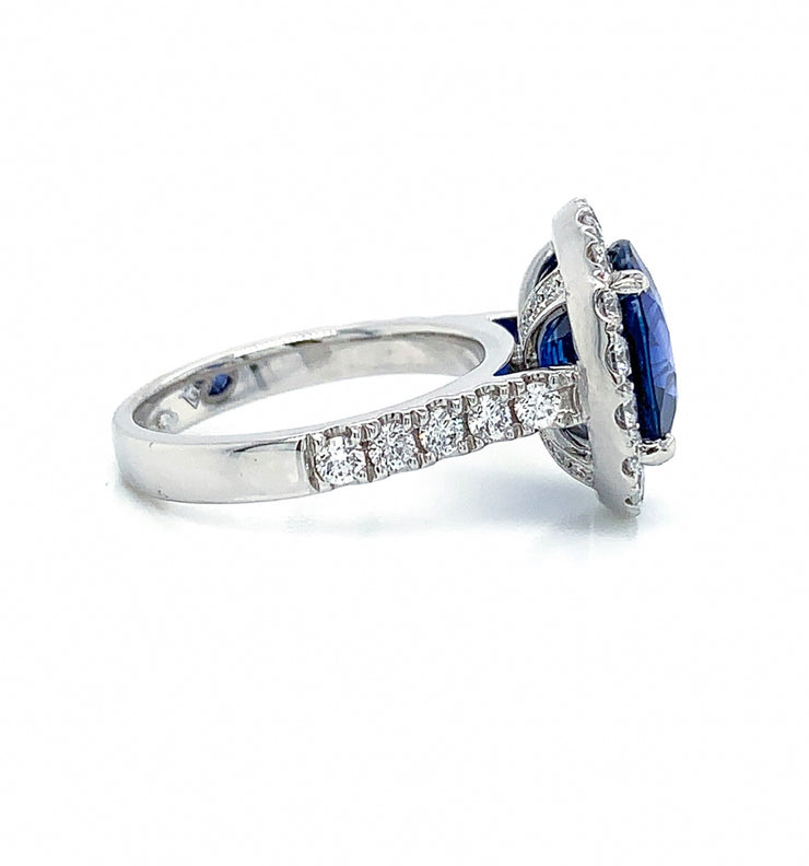 6.69 Carat Blue Sapphire and Diamond Ring in Platinum