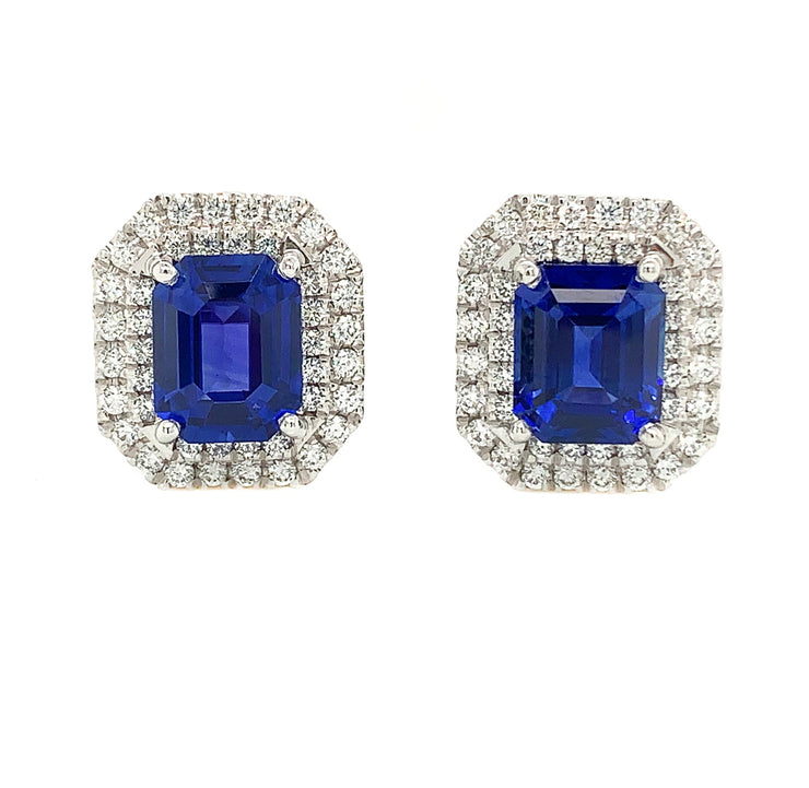 6.24 Carat Sapphire and Diamond Earrings in Platinum
