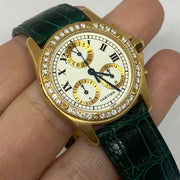 Pre-Owned 18KY Cartier Santos Ronde Chronoreflex Boutique Exclusive Diamond Watch Pre-Owne
