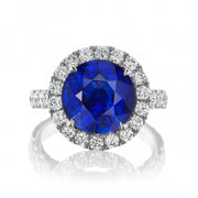 6.69 Carat Blue Sapphire and Diamond Ring in Platinum