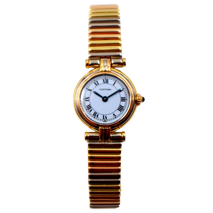 Pre-Owned Cartier Vendome Tri-Tone 1990s 18K Yellow Rose & White Gold 21mm Pre-Owned