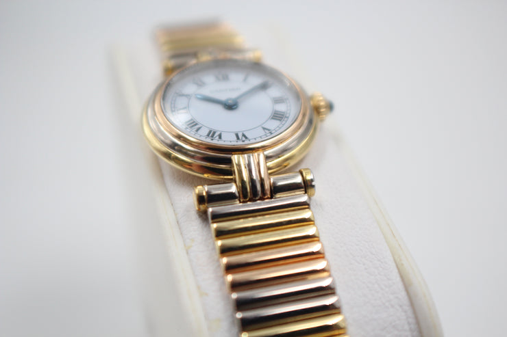 Pre-Owned Cartier Vendome Tri-Tone 1990s 18K Yellow Rose & White Gold 21mm Pre-Owned