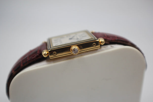 Pre-Owned Cartier Obus Carree 1990s Black Enamel Case & Breguet Hands 24mm Pre-Owned