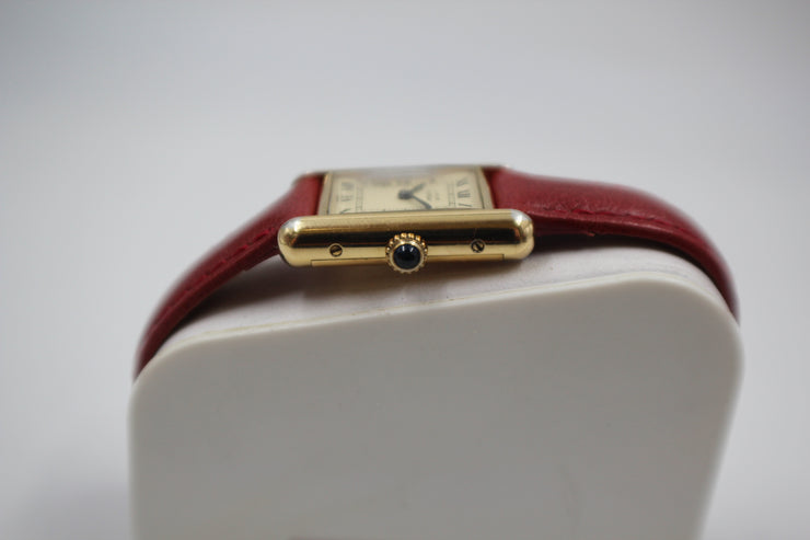 Pre-Owned Cartier Must De Tank 1990s Paris Edition Gold Over Silver 20x30mm Pre-Owned