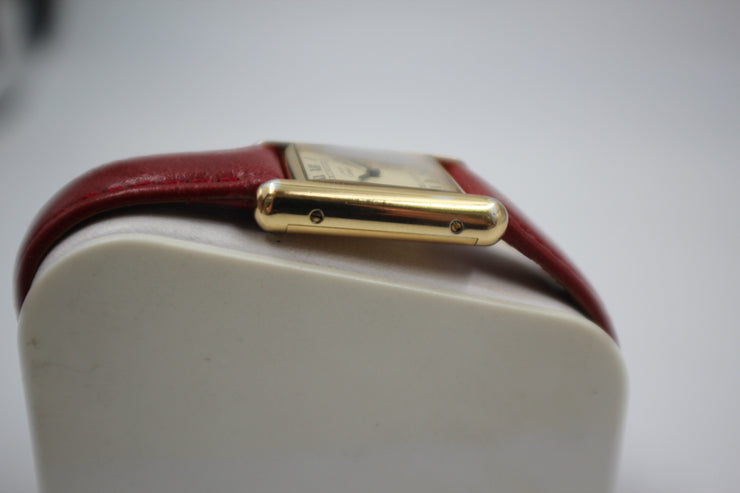 Pre-Owned Cartier Must De Tank 1990s Paris Edition Gold Over Silver 20x30mm Pre-Owned