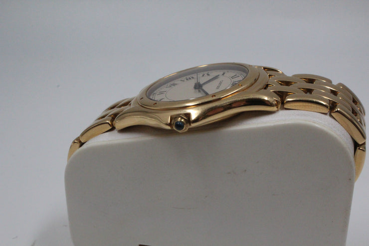 Pre-Owned Cartier Cougar Large 1990s On Figaro Bracelet In 18K 32mm Pre-Owned