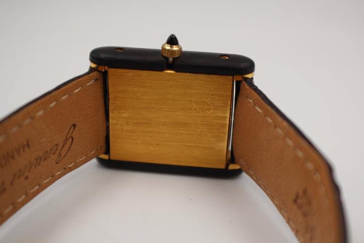 Pre-Owned Cartier Wood Must Tank 1970s Gold Plated Over Silver & Wood 24x30mm Pre-Owned