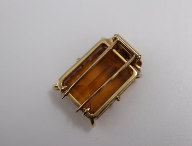 18KY 44.64 CT Citrine Large Brooch in Handmade Mounting