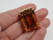 18KY 44.64 CT Citrine Large Brooch in Handmade Mounting