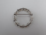 14K White Gold Akoya Circle Brooch 32mm