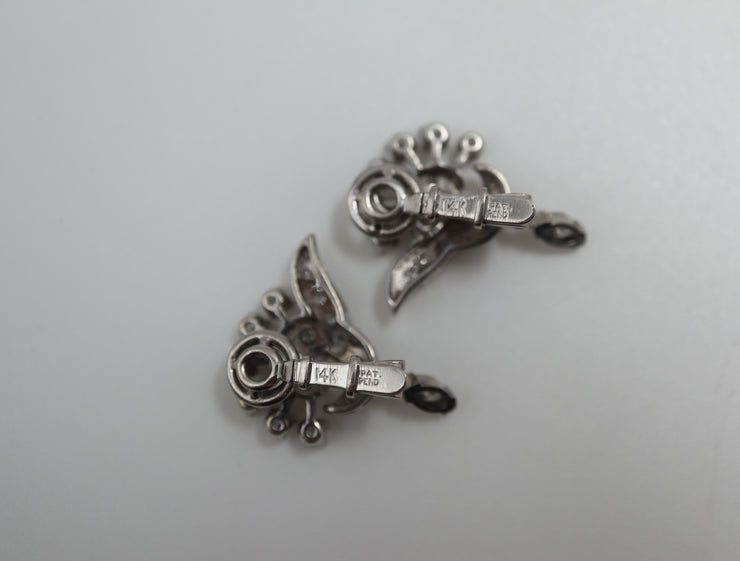 Clip On Earrings Single Cut, RBC & Marquise Diamonds 14K