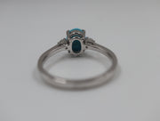 Oval Turquoise Diamond Accented Solitaire 14K