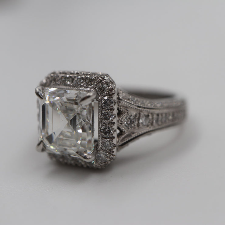 Plat LAB 3.20CTG VS1 IGI Square Emerald Cut Handmade by Mark Areias Jewelers