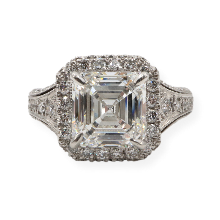 Plat LAB 3.20CTG VS1 IGI Square Emerald Cut Handmade by Mark Areias Jewelers