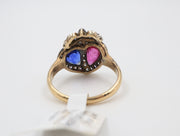 18KTT Ruby & Sapphire Pear Shape Estate Ring w/Diamonds 10120-20